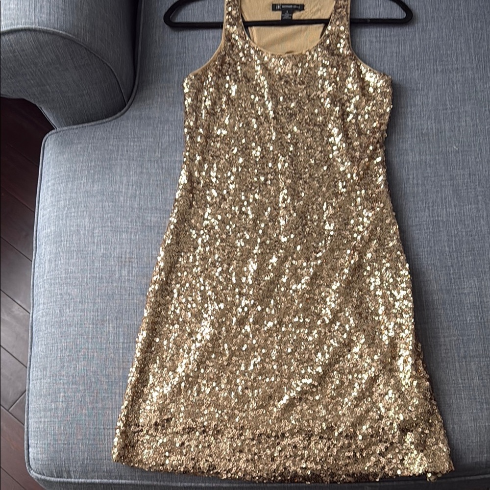 INC International Concepts Gold Sequin Mini Dress